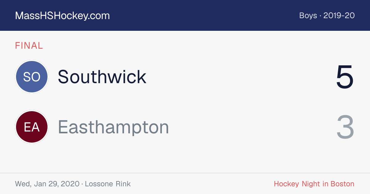 Southwick at Easthampton score card
