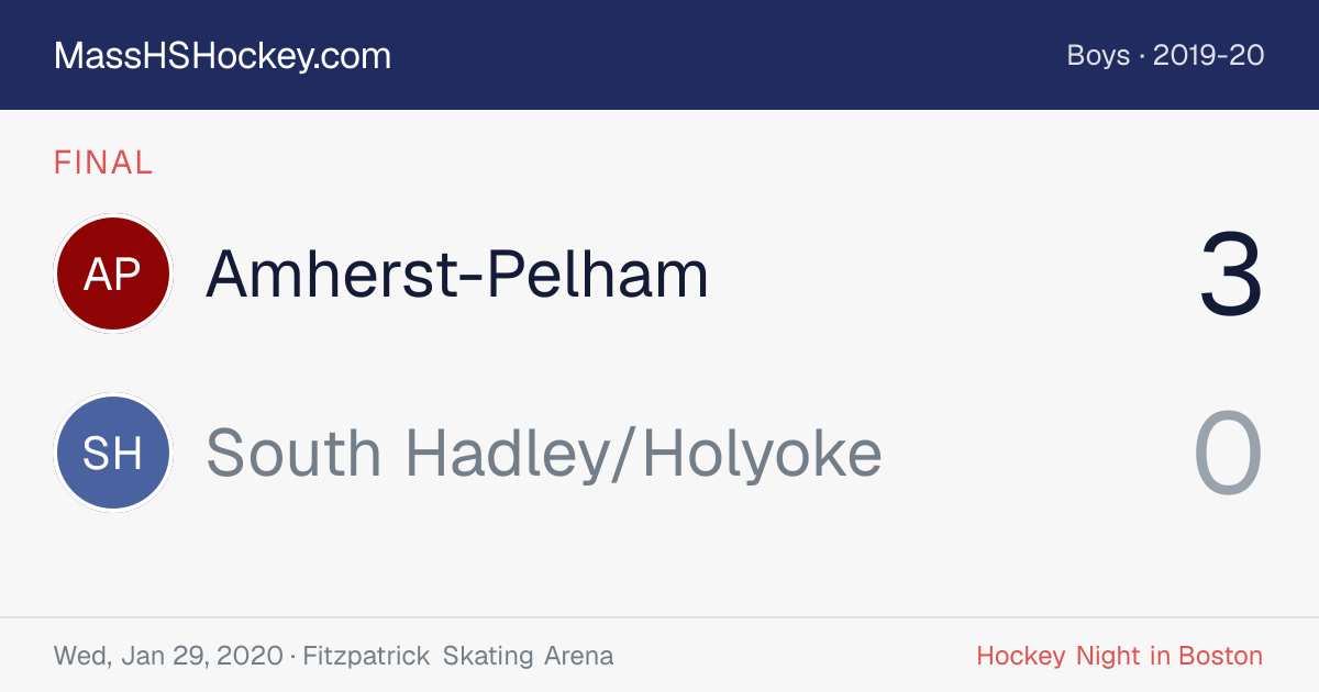 Amherst-Pelham at South Hadley/Holyoke score card