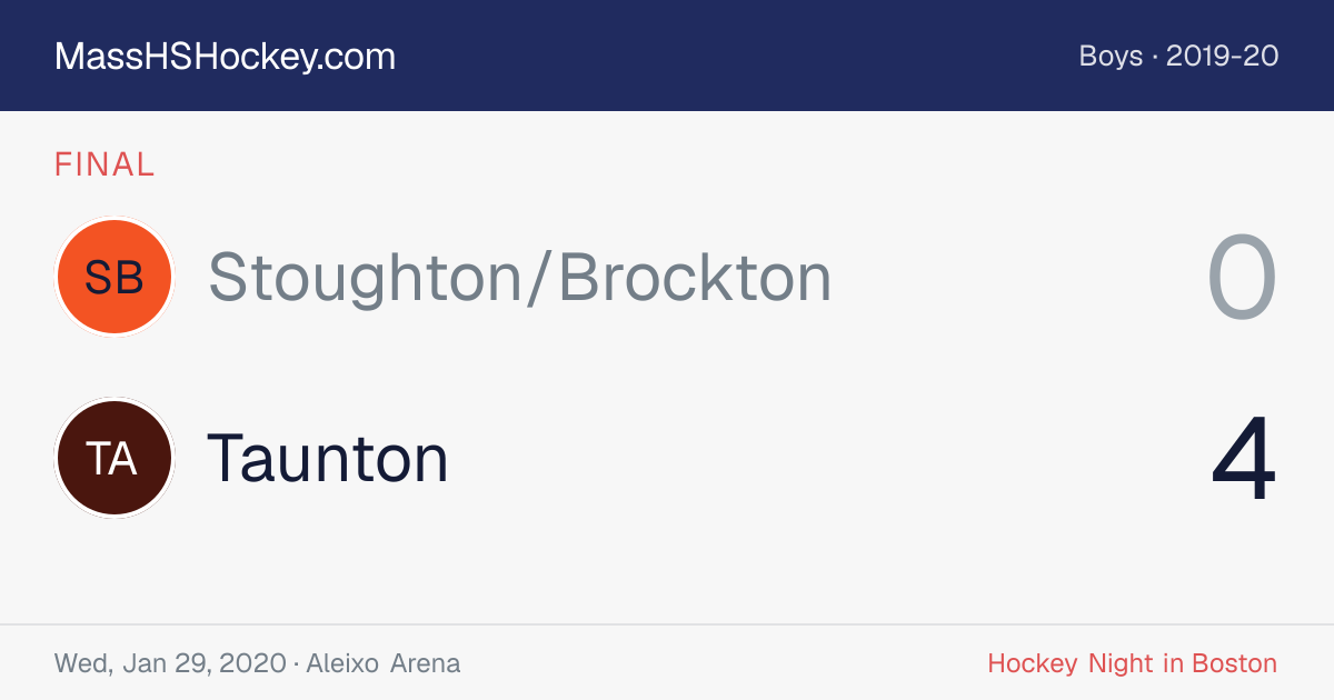 Stoughton/Brockton at Taunton score card
