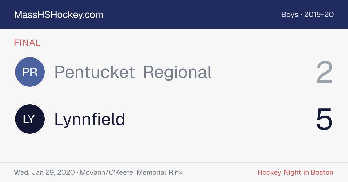 Pentucket Regional at Lynnfield score card