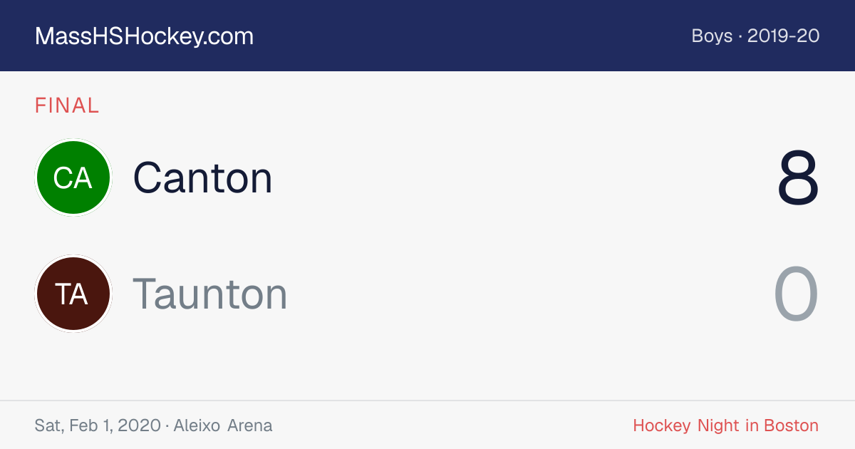 Canton at Taunton score card