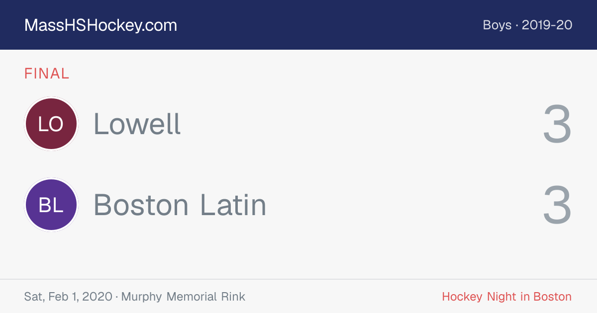 Lowell at Boston Latin score card