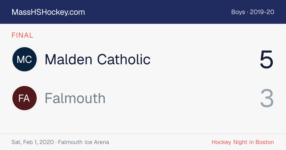Malden Catholic at Falmouth score card