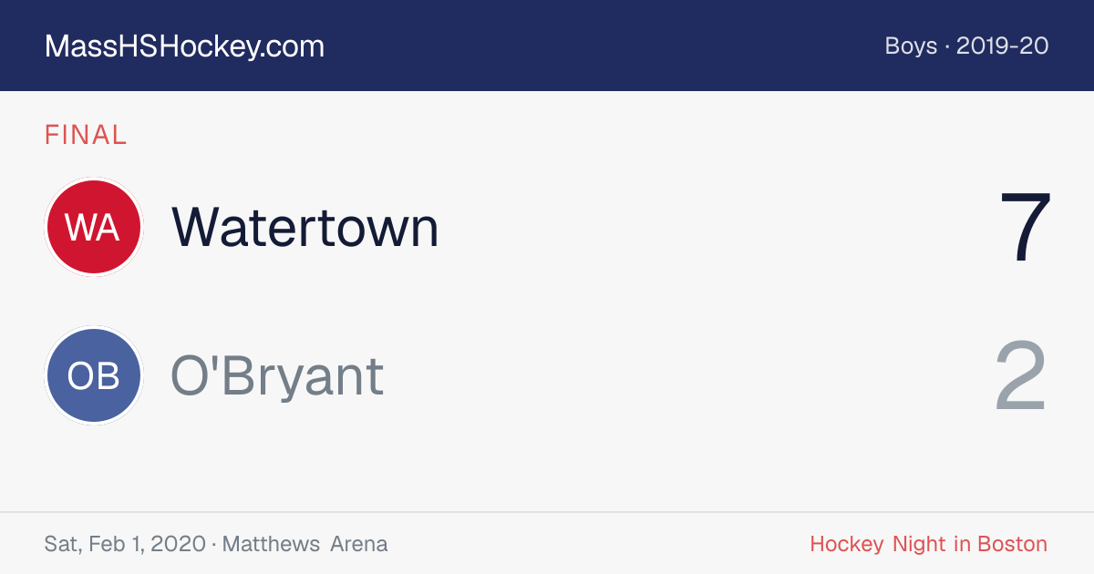 Watertown at O'Bryant score card