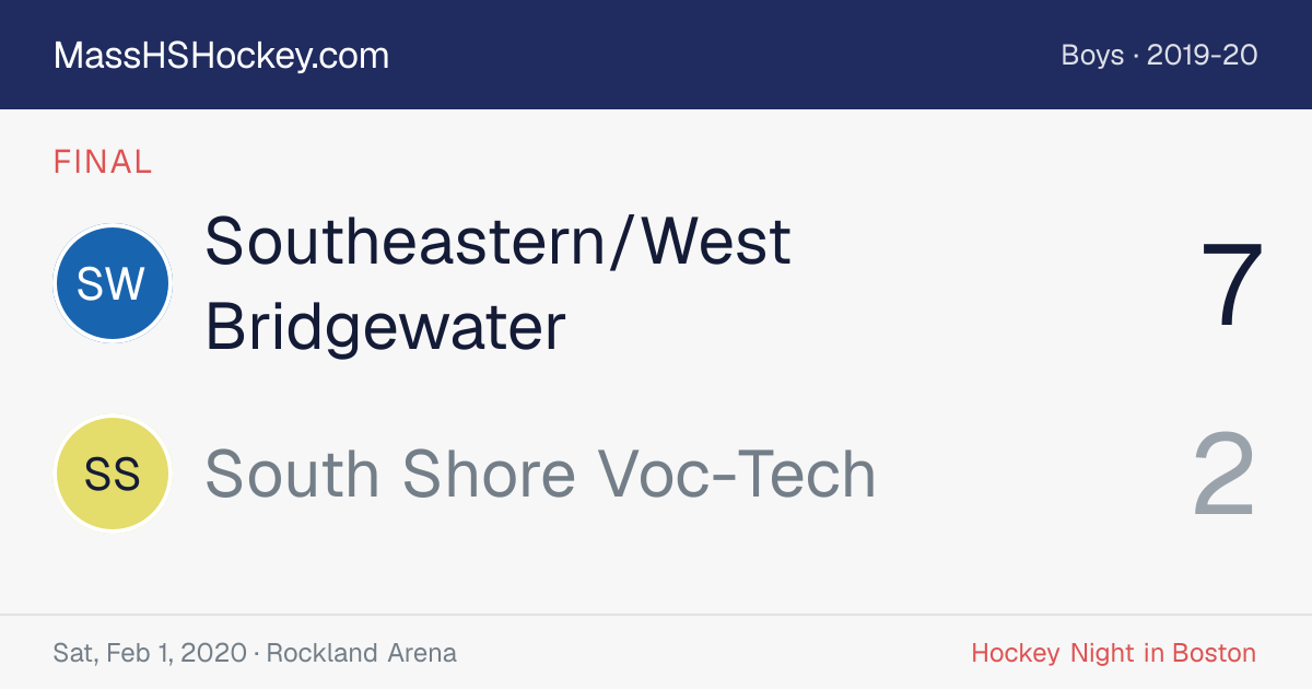 Southeastern/West Bridgewater at South Shore Voc-Tech score card
