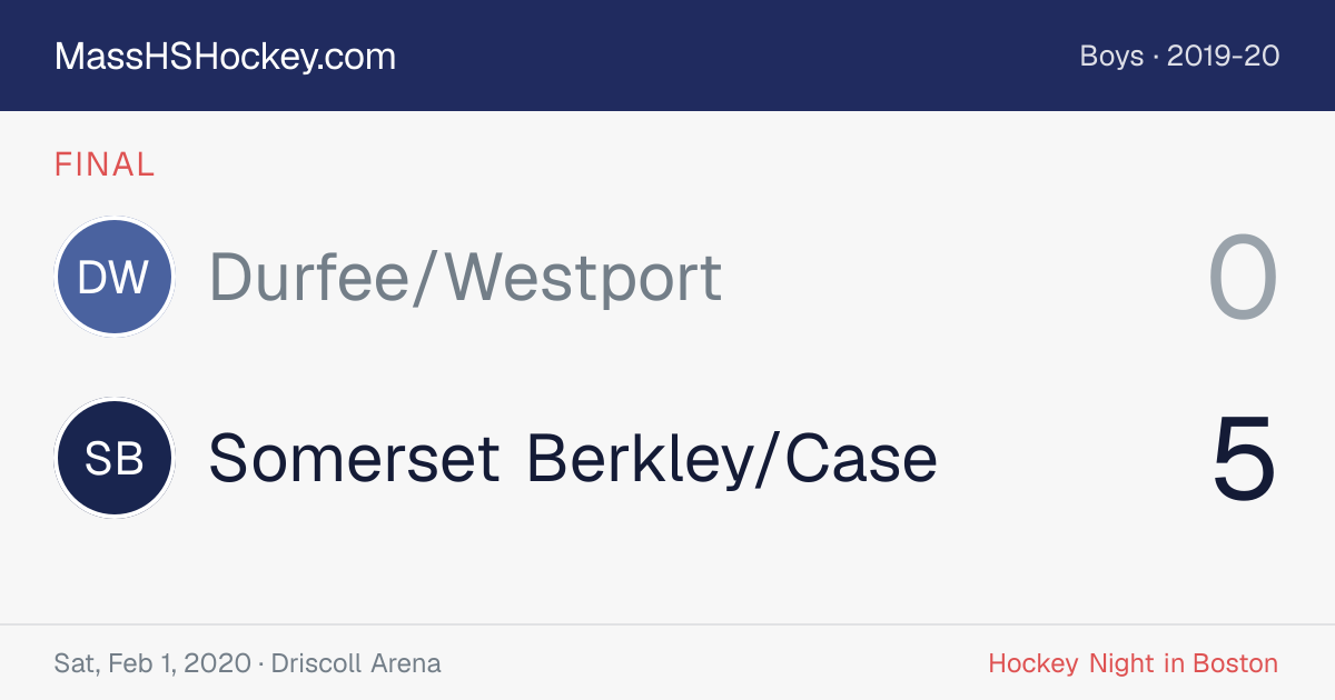 Durfee/Westport at Somerset Berkley/Case score card
