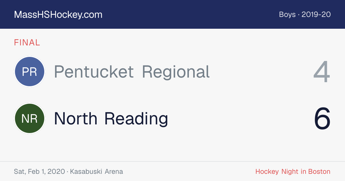 Pentucket Regional at North Reading score card