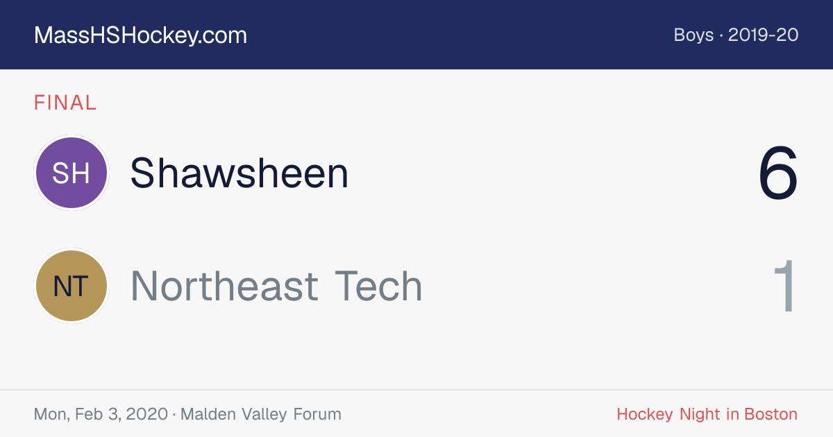 Shawsheen at Northeast Tech score card