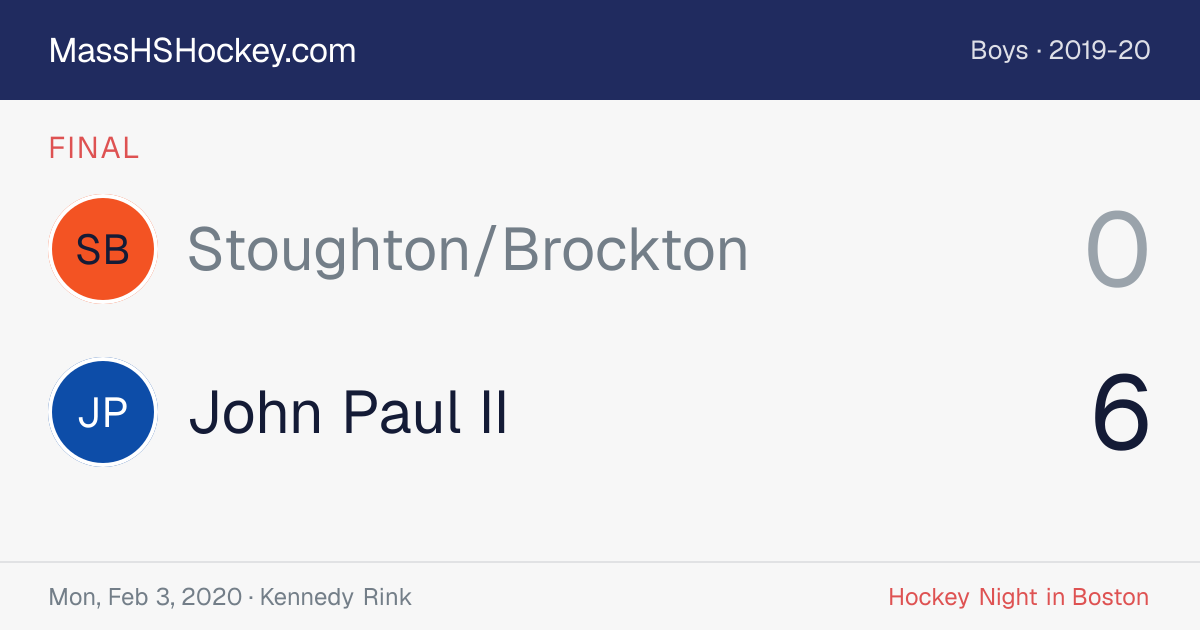 Stoughton/Brockton at John Paul II score card