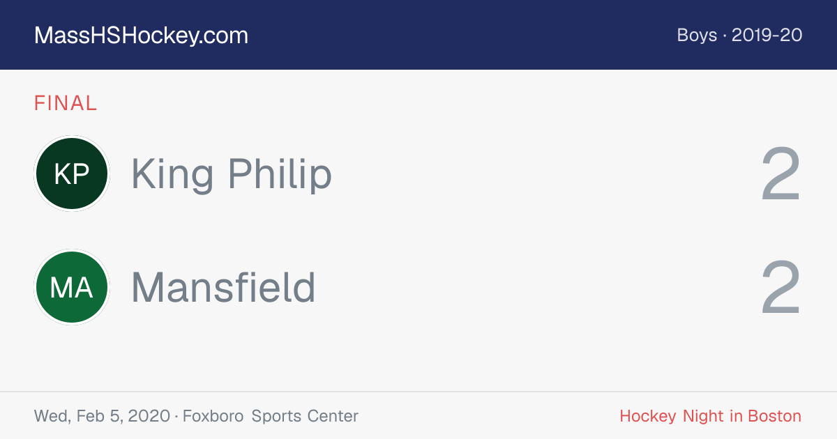 King Philip at Mansfield score card