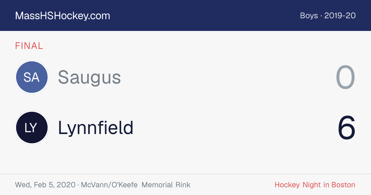 Saugus at Lynnfield score card
