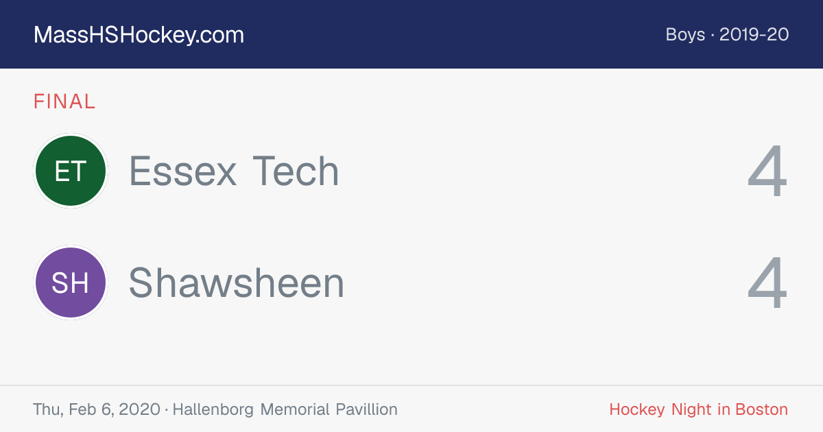 Essex Tech at Shawsheen score card