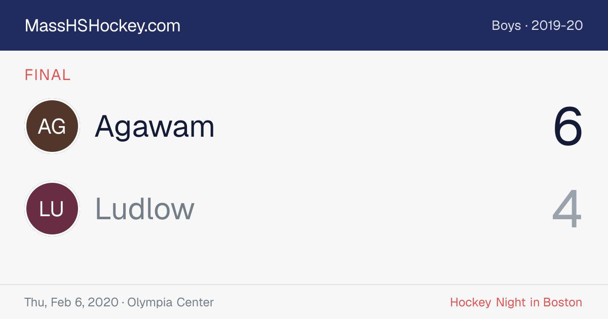 Agawam at Ludlow score card
