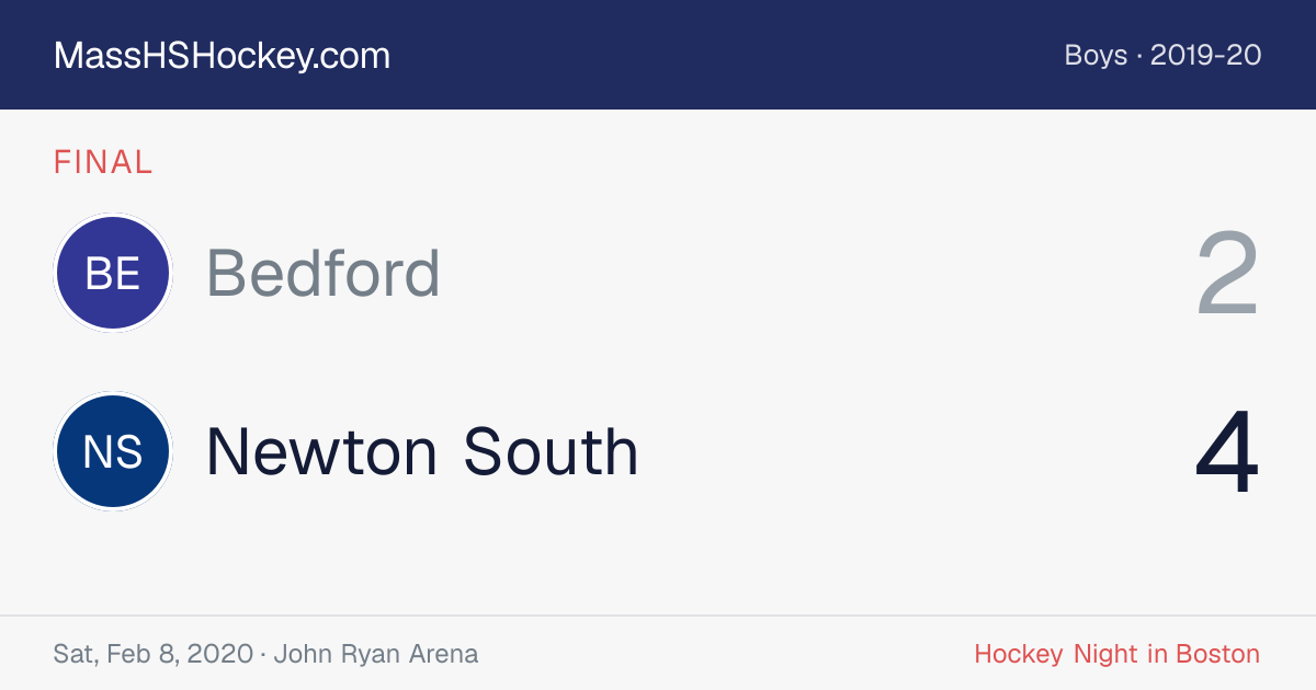 Bedford at Newton South score card
