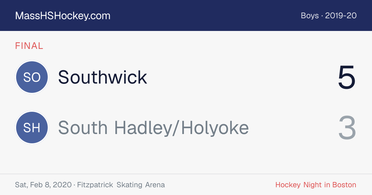 Southwick at South Hadley/Holyoke score card