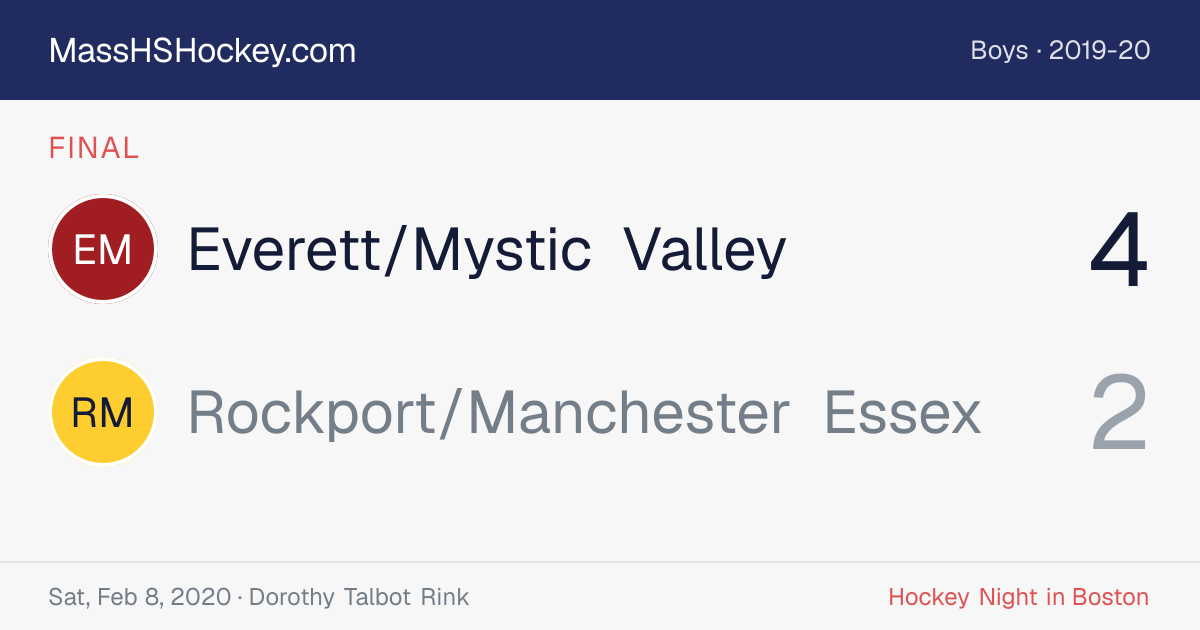 Everett/Mystic Valley at Rockport/Manchester Essex score card