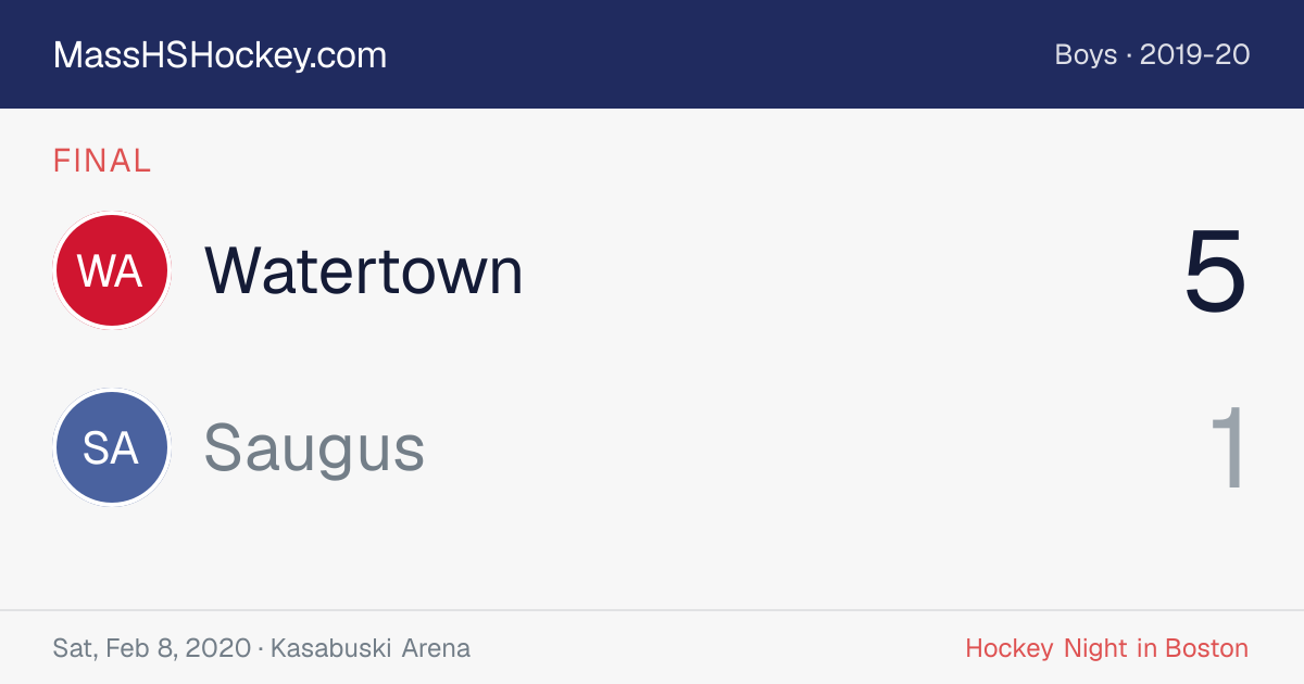 Watertown at Saugus score card