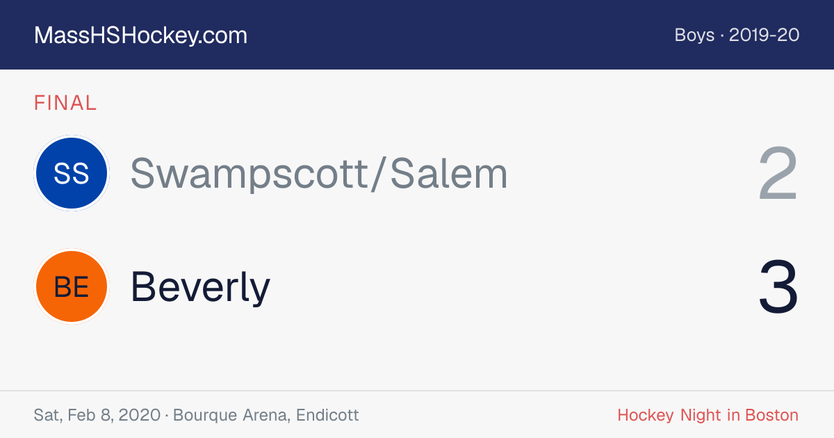 Swampscott/Salem at Beverly score card