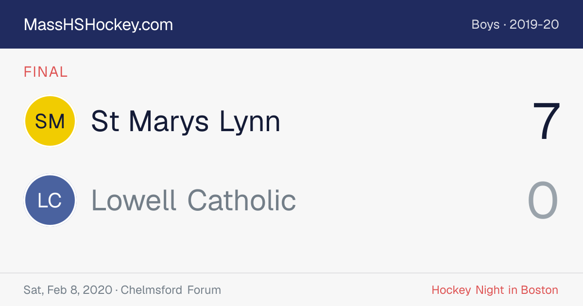 St Marys Lynn at Lowell Catholic score card