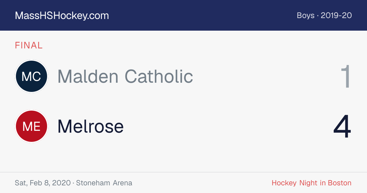 Malden Catholic at Melrose score card
