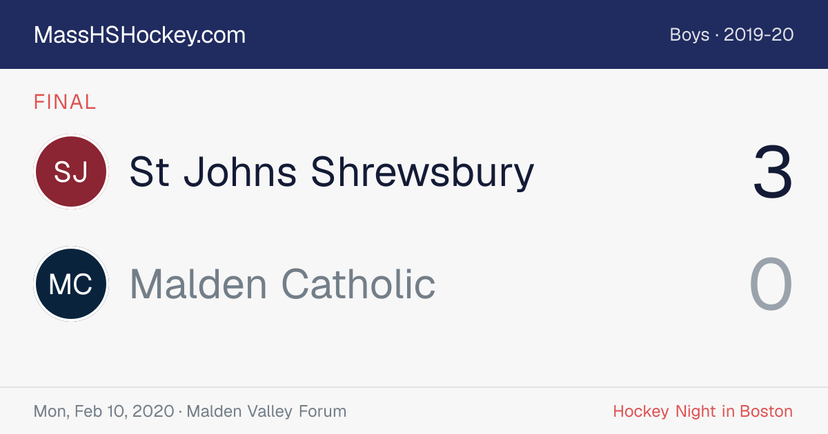 St Johns Shrewsbury at Malden Catholic score card