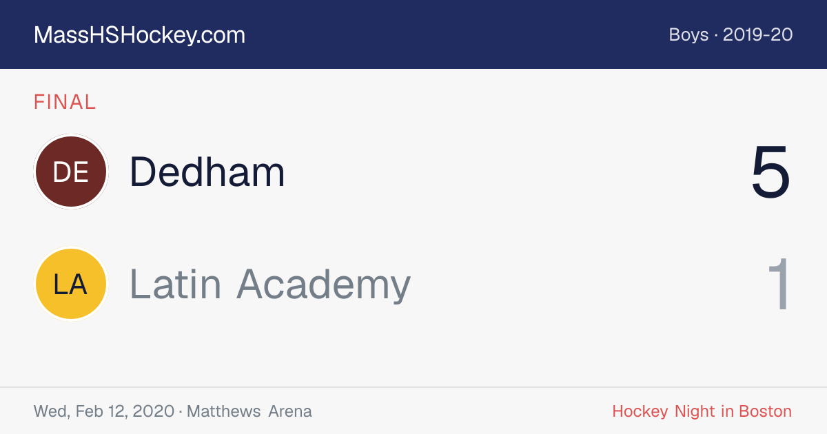 Dedham at Latin Academy score card