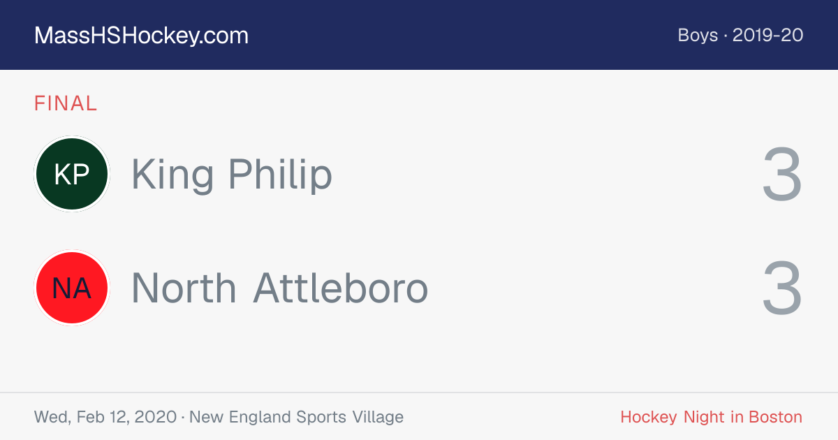 King Philip at North Attleboro score card