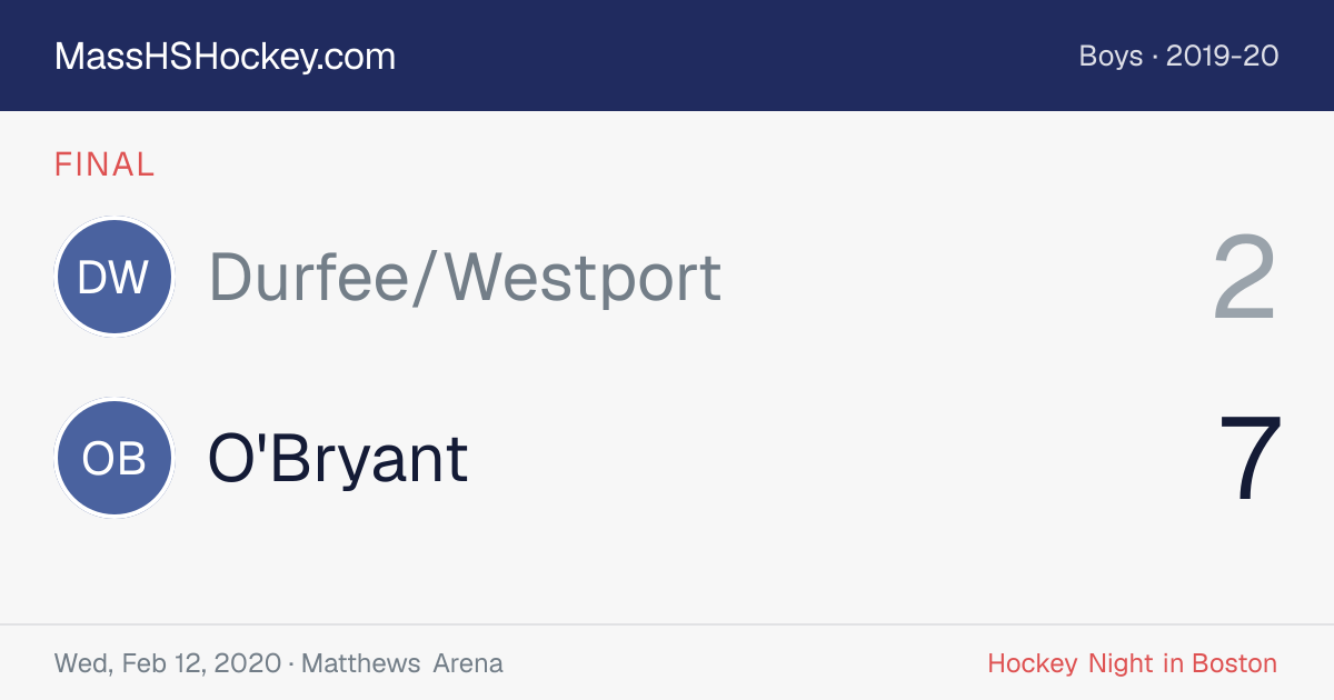 Durfee/Westport at O'Bryant score card
