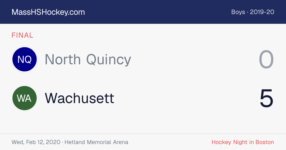 North Quincy at Wachusett score card