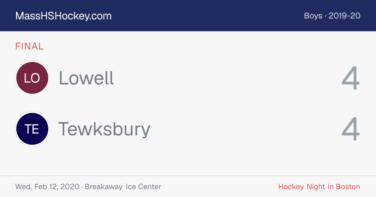 Lowell at Tewksbury score card