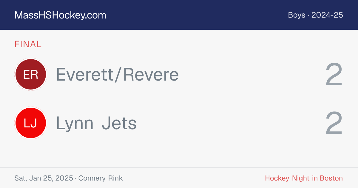 Everett/Revere at Lynn Jets score card