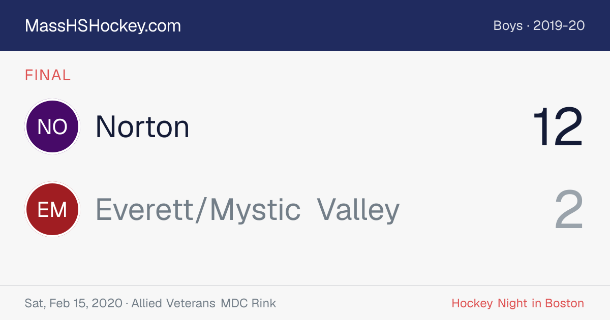 Norton at Everett/Mystic Valley score card