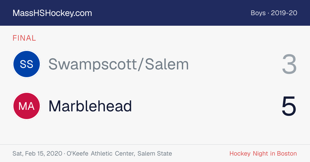 Swampscott/Salem at Marblehead score card