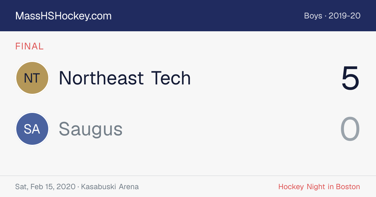 Northeast Tech at Saugus score card