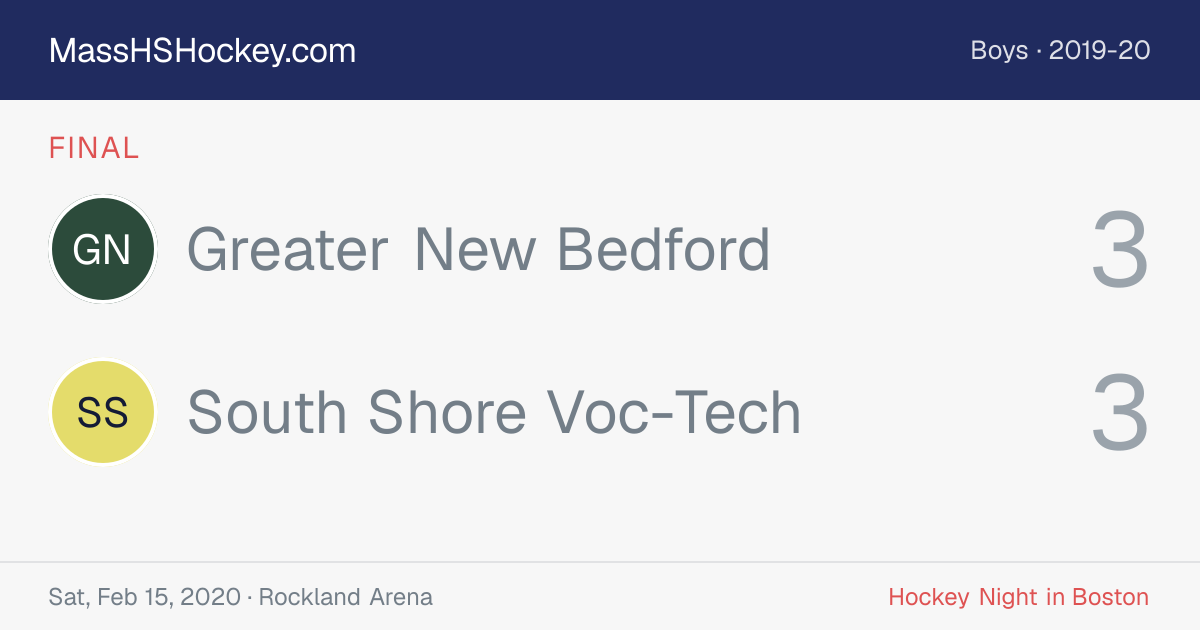 Greater New Bedford at South Shore Voc-Tech score card