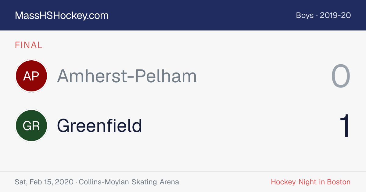 Amherst-Pelham at Greenfield score card