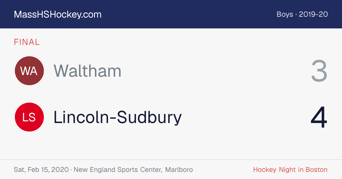 Waltham at Lincoln-Sudbury score card
