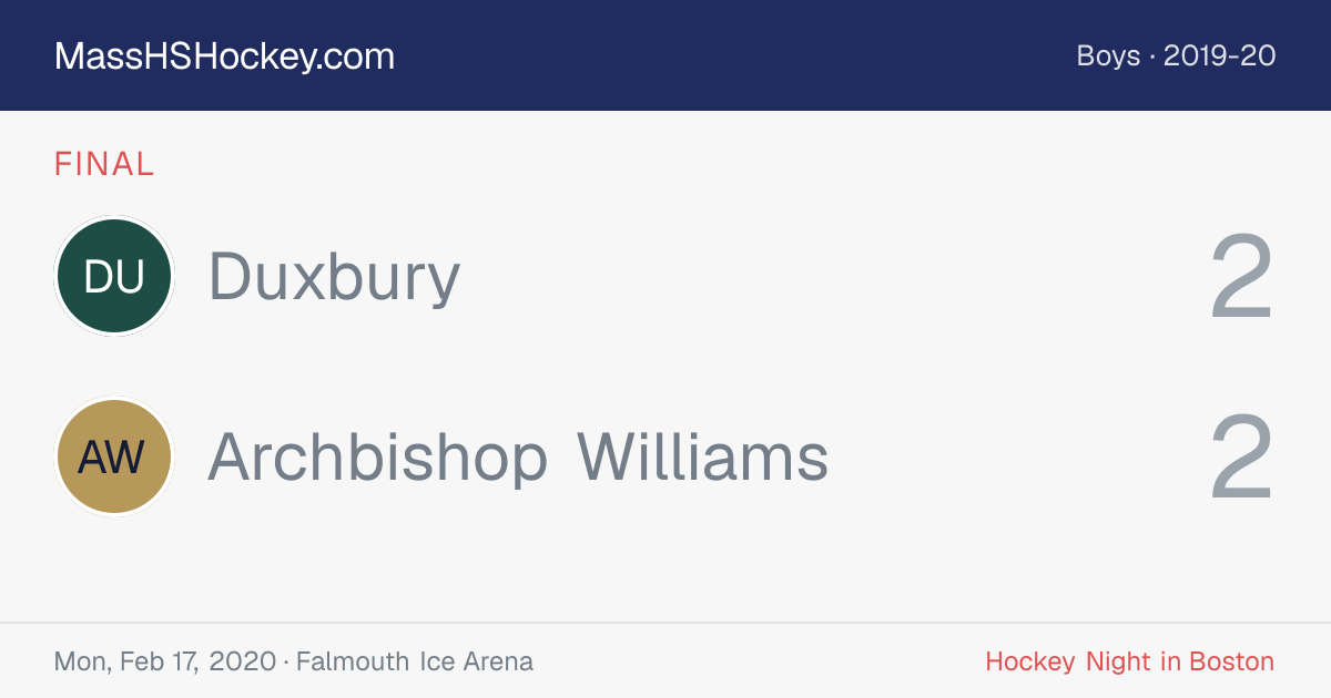 Duxbury at Archbishop Williams score card