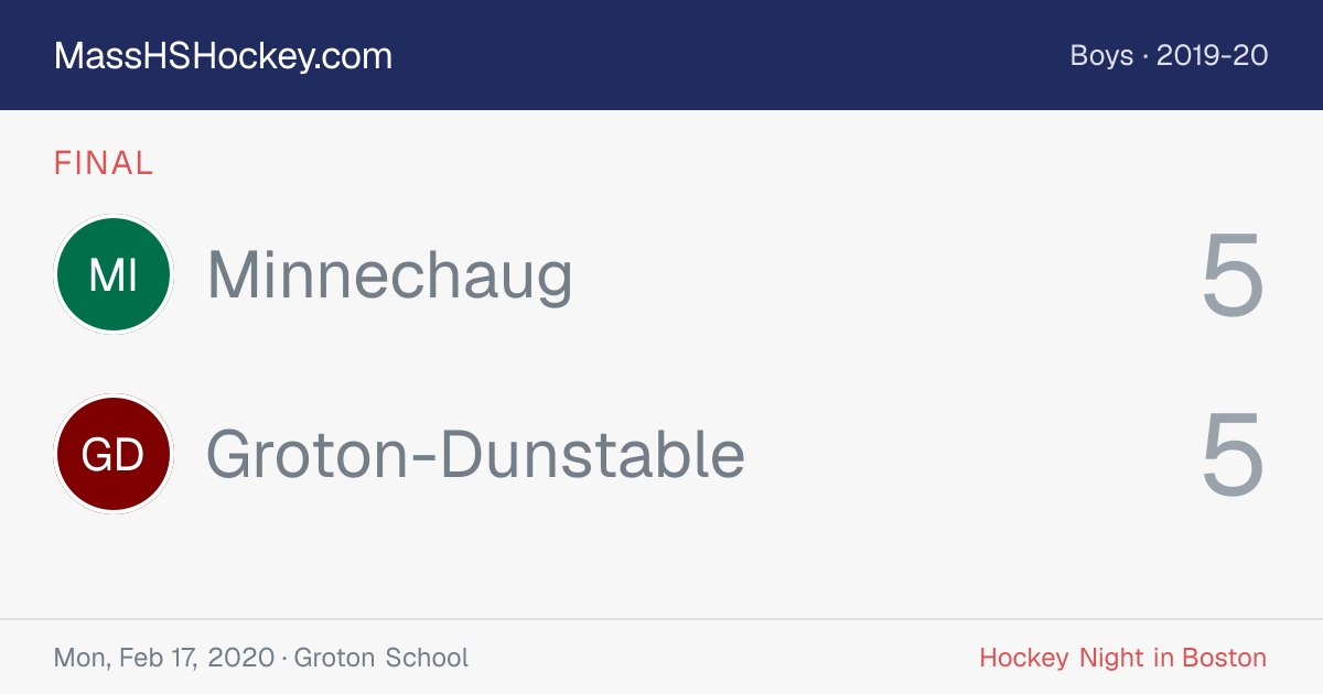 Minnechaug at Groton-Dunstable score card