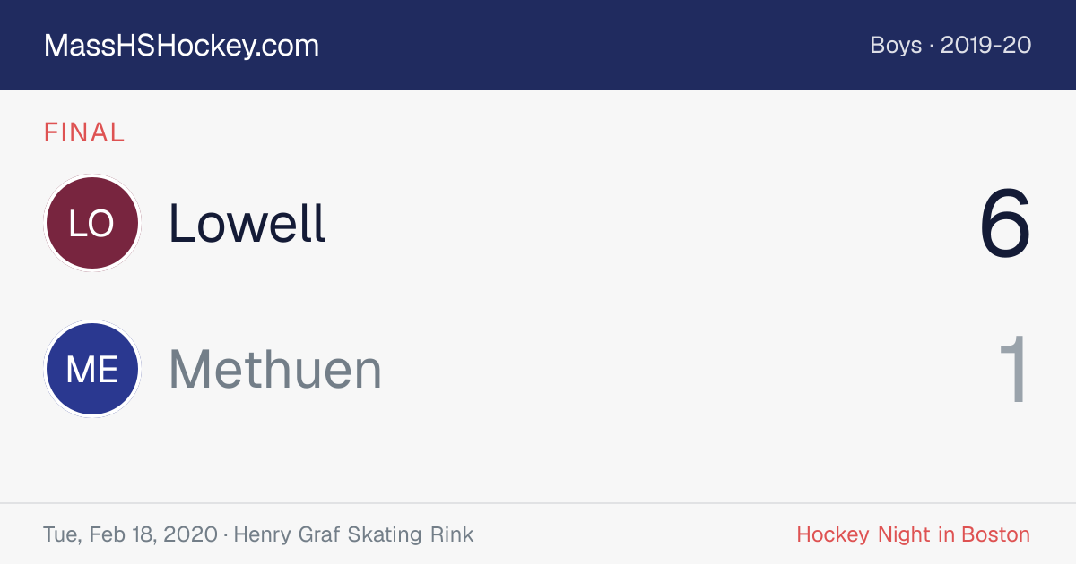 Lowell at Methuen score card