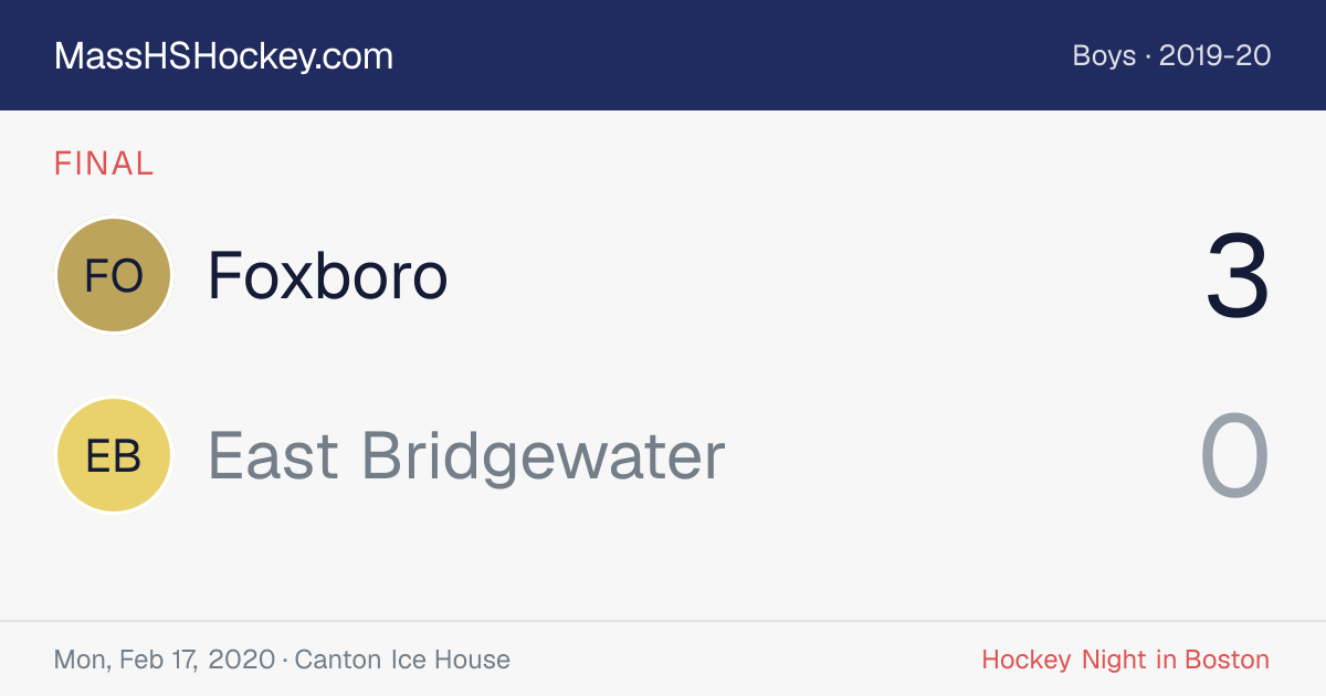 Foxboro at East Bridgewater score card
