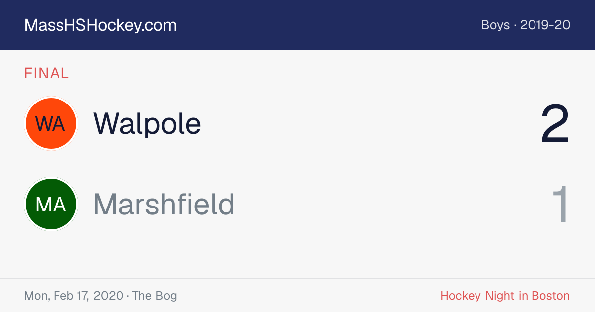 Walpole at Marshfield score card