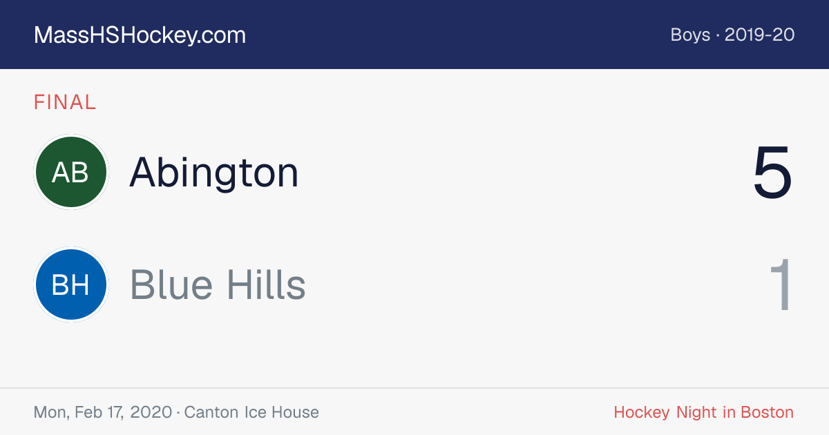 Abington at Blue Hills score card