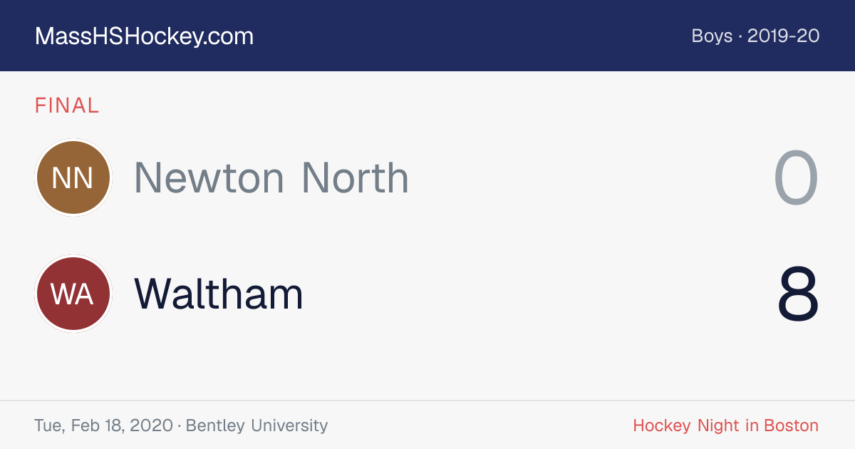 Newton North at Waltham score card