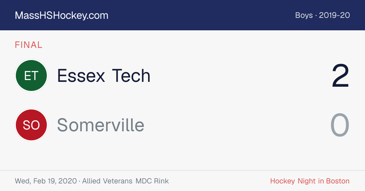 Essex Tech at Somerville score card
