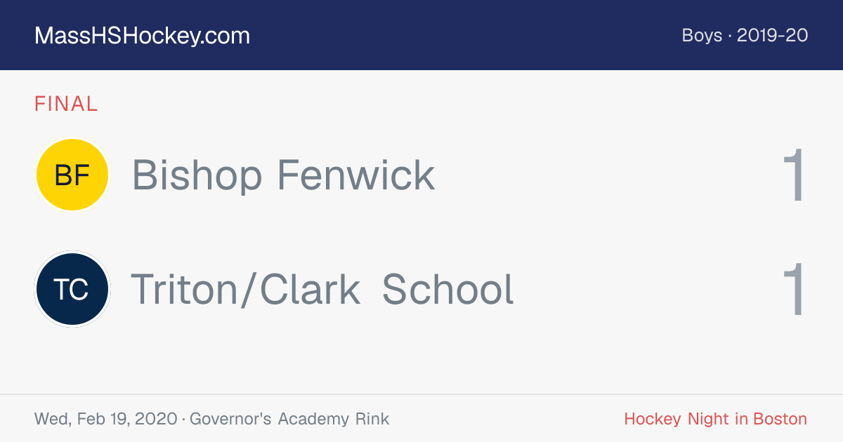 Bishop Fenwick at Triton/Clark School score card