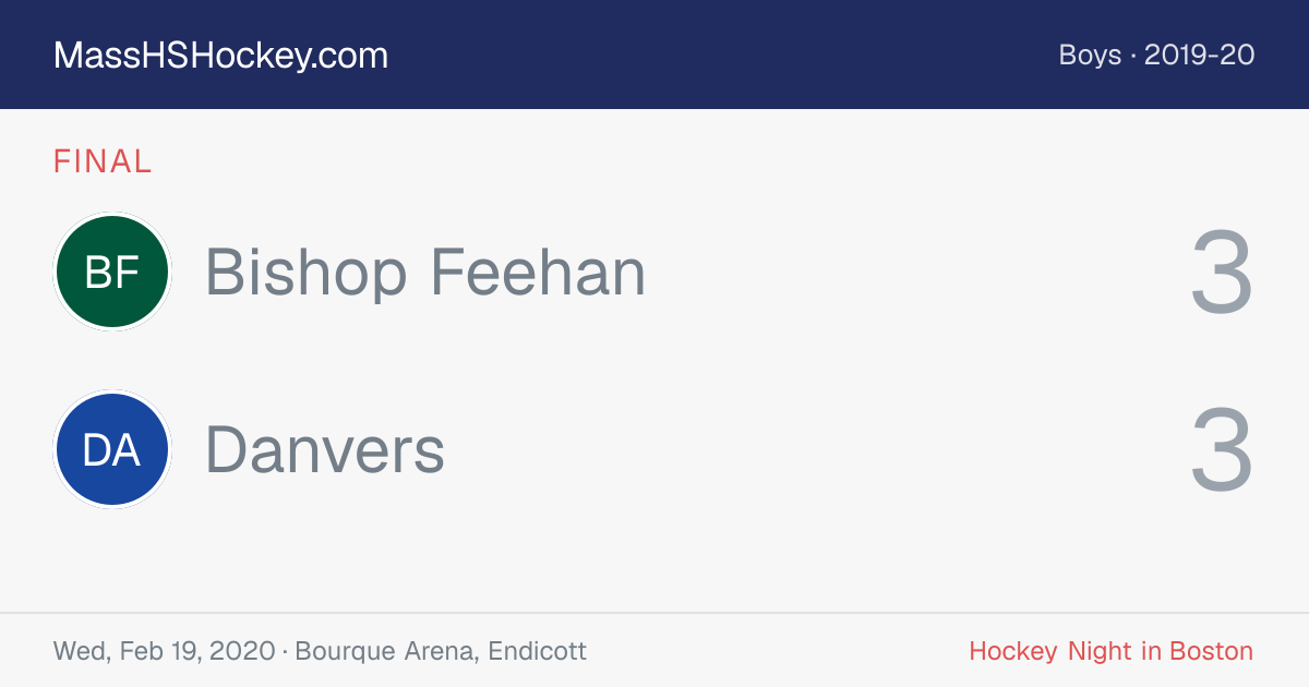 Bishop Feehan at Danvers score card