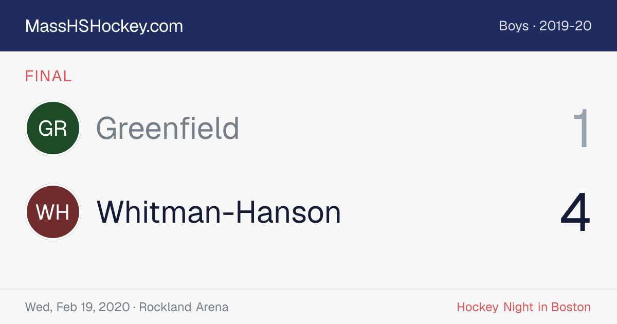Greenfield at Whitman-Hanson score card