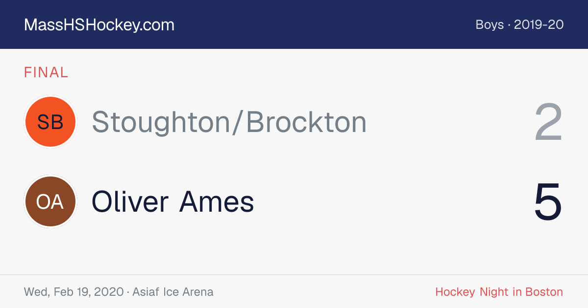 Stoughton/Brockton at Oliver Ames score card