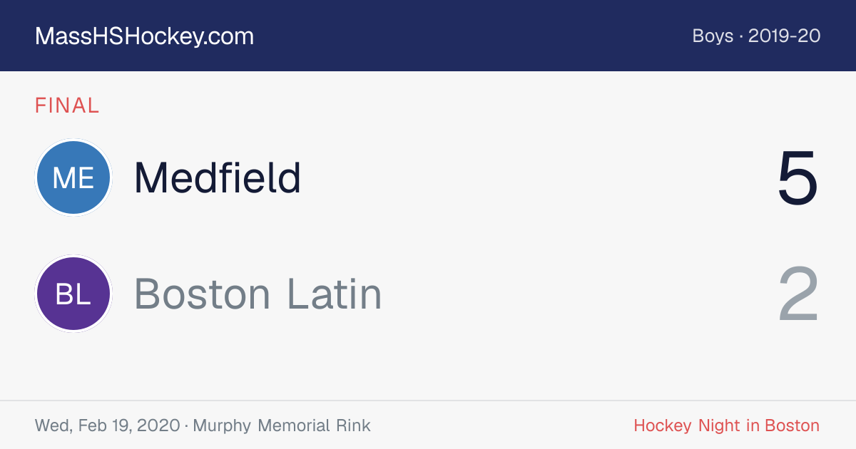 Medfield at Boston Latin score card